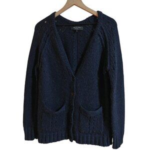 Rag & Bone Fenway Dark Blue Alpaca Wool Blend Crochet Cardigan S
